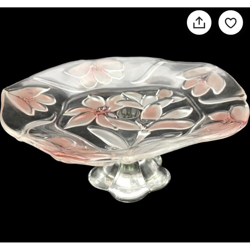 STUDIO NOVA BY MIKASA PANSY BOUQUET PINK FOOTED Cake Bon Bon Candy  DISH